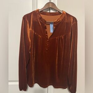 Elegant Velvet Button-Up Top NWT